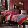 Juegos de ropa de cama Suministros Textiles para el hogar Jardín Conjunto nacional bohemio Étnico 100% Algodón Queen King Size 220X240 Edredón Er Ropa de cama Ropa de cama