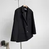 Veste de costume noir à simple boutonnage de haute qualité pour femmes printemps coréen lâche élégant blazers féminins et vestes bureau dame 210607