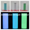 20oz Creative Glow In The Dark Cup Straight Tumbler Vacuum Insulated Skinny Tumblers Coffee Mug Luminous Water Bottle Halloween Party Supplies