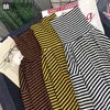 Automne Mode Femmes Causal Solide Lâche Stripe À Manches Longues Kitted Col Roulé T-Shirts Lady Filles De Base Tee T Shirts Tops 210401