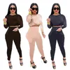 Fall winter clothes Women tracksuits long sleeve sportswear pullover sweatshirt crop top+pants two Piece Set letters Outfits Plus size 2XL Casual sweatsuits 5867