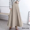 SETWIGG Women's Autumn Draped Rib Pleated Long Knitted Skirt Elegant Winter Wool Blend A-line Long Knit Skirt Elastic Waist 211120