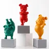 Lovely Yoga French Bulldog Statue Resin Figurines Nordic Creative Cartoon Animals Sculpture Children' Room Decor Crafts 210924