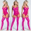 Femmes Intimates Lingerie Érotique bas transparent Ouvert Entrejambe Maille Bodystocking Résille Babydoll Crotchless body sous-vêtements 5pcs