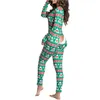 Automne Femmes Home Wear Joyeux Noël Sexy V-Col V-Cou Femme Hiver Full Sleeve Femme Sleep Lounge Pyjama Ensembles C3267 211215