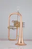 MargeWate BB Tune Trumpet Flugelhorn Rose Lacarrão Laca Metal Plated Musical Instrument Professional com Golves Case Bocal