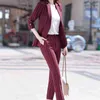 Spring trendy fashion was thin female two-piece pants + suit jacket Three Quarter Polyester Single Breasted 210416