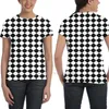 Camisetas Masculinas Roupa Pai-filho Clássico Preto e Branco Grande Diamante Padrão Checker Board Camiseta Masculina Feminina Tops Tees