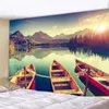Tapisseries murales suspendues avec arbre tropical, plage, coucher de soleil, mer, paysage naturel, plafond ondulé, décoration de la maison