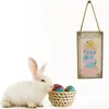 20x10cm/7.9*3.9inch Easter Decoration Home Wooden Hanging Pendants Rabbit Egg Sign Plaque Ornament Happy Easter Party Wall Door Decorations HY0233