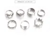 7 Teile/satz Frauen und Männer Runde Krone Unregelmäßige Ringe Sets Charme Party Hochzeit Ring Schmuck Zubehör G1125