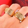 Gold Drache und Phönix Ring Diamant Paar Prinzessin Verlobungsringe für Frauen Hochzeitsschmuck Eheringe Zubehör Öffnung verstellbar