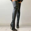 Bottes de cuisses noires Talons sexy surtheknee dames automne chaussures d'hiver Femme039 Long Boot plus taille 43 2108264259611