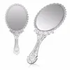 1Pcs Silver Vintage Mirror Ladies Floral Repousse Oval Round Makeup Hand Hold Mirror Princess Lady Makeup Beauty Dresser Gift