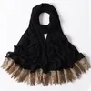 New Women Muslim Lace Black Jersey Hijabs Hooded Long Chiffon Islamic Shawl Head Scarf Underscarf Cap