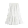 PERHAPS U White Green A Line Maxi Long Skirt High Street Empire Vintage Retro Summer S0054 210529