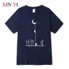 Xinyi Męska koszulka Najwyższa jakość 100% bawełna Cool Funny Astronaut Print Casual Loose Men T Shirt O-Neck T-shirt Men Tee Shirts X0621