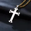 Cool Cross Pendant Necklace Mens Boys Stainless Steel Gold Silver Black Byzantine Chain 4mm 24 Inch