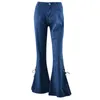 Women's Jeans XS-4XL Women Summer Elastic Plus Blue Casual Slim Loose Mom Denim Bow Boot Cut Pant 2021