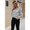 FORIDOL повседневная лиопардовый принт блузки топы женщин осень зимние офисные женские блузки рубашки с длинным рукавом белые вершины 210415