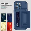 Premium Kickstand Card Yuvaları Ağır Deryen TPU PC Şok geçirmez telefon Kılıfları İPhone15 14 13 12 11 Pro Max Mini XR XS X 6 7 8 Plus