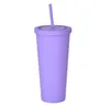 22OZ SKINNY TUMBLERS Matte Colored Acrylic with Lids and Straws Double Wall Plastic Resuable Cup