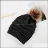 Beanie / Skl Caps Hats Hats、スカーフグローブファッションaessories女の子ニットポンズ帽子37色の女性の毛皮のボールの暖かい葉