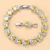 2021 Vintage Tillbehör 925 Sterling Silver Fine Yellow Gemstone Charm Armband och Bangles för Kvinnor Smycken Making