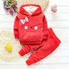 BibiCola Baby Girl clothing Sets kids 2PCS coat+ T shirt + Pants children Cute Princess Heart-shaped Print Bow baby girl outfits 211224