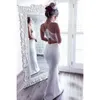 Sommar eleganta kvinnor lång fest vit röd halter bodycon sexig maxi spets kväll sjöjungfru klänning 210415