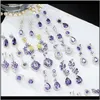 & Chandelier Jewelry Delivery 2021 Pera Arrival Cubic Zircon Crystal Round Long Big Dangle Tear Drop Flower Leaf Heart Purple Earrings Weddin