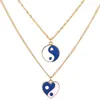 Colares multicamadas Gossip vintage tai chi coração colar simples yin yang fofoca colares para mulheres meninas moda jóias