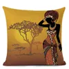 Afrikanische ethnische Frau Kissenbezug Mädchen dekorative Kissenbezug Leinen Farbe Tuch Überwurf für Sofa Home Decor156c