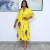 Casual Dresses African For Women Dashiki Elegant 3/4 Sleeve Dress Printed Party Maxi Femme Blouses Shirts Vestidos