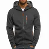 Men's Winter Hoodies Slim Fit Hooded Sweatshirt Outwear Warm Coat Jacket Plain Zip Up Casual Coat Tops Black Gray 2019 Y211122