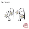 Charm Plum Blossom Flower Drop Pendientes Moda 925 Sterling Silver Exquisito Pendiente colgante Para Mujer Joyería 210707