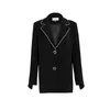 Deuxtwinstyle noir patchwork diamant blazer pour femmes crantée à manches longues blazers occasionnels femme mode vêtements style 210517