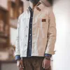 マディンホワイトジャケットの男性のためのツーリングフレンチレトロ狩猟カジュアルデニムシャツスリムトップ日本人男性のトレンド210811