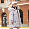 Зимняя куртка для девочек водонепроницаемый блестящий теплый дети настоящий енотный меховой воротник пальто детей толстая одежда Snowsuit TZ728 H0910