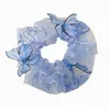 Doce Malha Flor Scrunchie Mulheres Meninas Elastic Hair Tithers Butterfly Hairbands