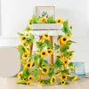 Guirnaldas de flores decorativas, 1 Uds., 240cm, guirnalda de girasol amarillo Artificial, flor de vid, decoración de arco Floral de boda, seda