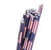 100pcs American USA Flag Paper Foodgrade Drinking Straws Tableware Accessories Decor for Indenpendence Day 4th of July Party Decorations SN2736
