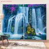 Landschaftsfenstervorhänge Chudskoy Wasserfall Seelandschaft Blick in die Natur mit Blumen Pflanzenkunstwerk Po Wohnzimmer Schlafzimmer Vorhang Vorhänge