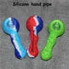 Silicone Spoon Hand Pipes Printing Silicon Mini Water Pipe+Glass Bowl+Stainless Steel Dabble For Dry Herb Customized Printings Available