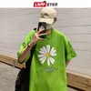 Lappster män sommar smutsig blomma hajuku t-tröjor man casual japanska streetwear vita tshirts manliga koreanska bomull kläder 210410