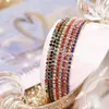 Bracciale tennis con diamanti in cristallo Braccialetti con zirconi cubici neri blu rossi Bracciale elastico con polsino elasticizzato per gioielli moda donna Will e Sandy