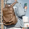 Jackkevin Brand Men's Retro Leather Backpack Large Capacity School Bag Anti-theft Travel Backpack For Men Laptop Backpack Bags 210929