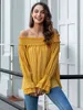 Foridol off shoulder elegant blouse women long sleeve autumn winter solid casual loose blouse shirts ruffle tops female 210415