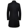 Classic Black Long Wool Pea Coat Men Winter Brand Slim Fit Men's Wool & Blends Overcoat Notch Lapel Male Cashmere Coat 210522