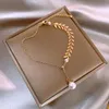 Pearl Golden Wheat Ear Leaf Armband för kvinna utdragbara utdragbara flickvänner systrar smycken gåvor länkkedja